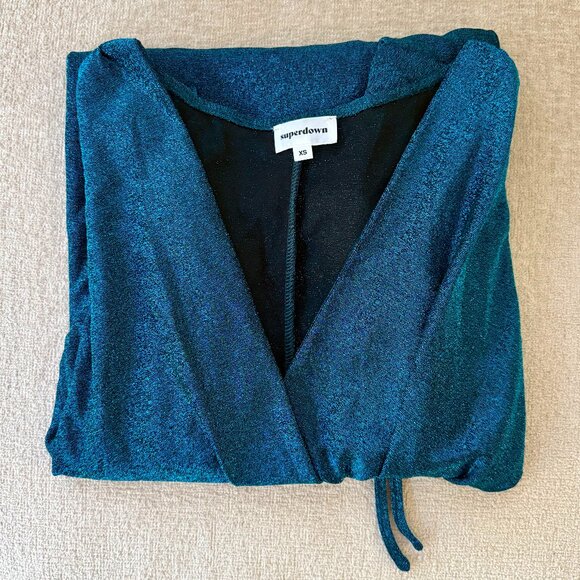 Superdown blue sparkly dress with tie, XS - Picture 5 of 5